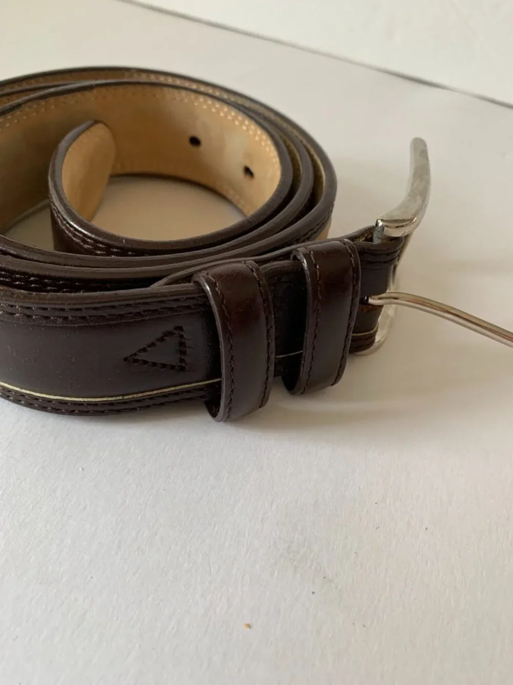 CARROLL & CO. Beverly Hills Pasadena Handmade in Spain Leather Belt Brown Beige